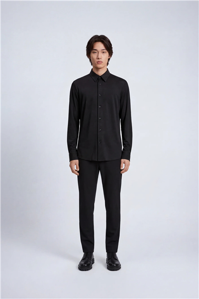 Isaora Extra Light Tech Shirt LS Regular Erkek Gömlek Siyah