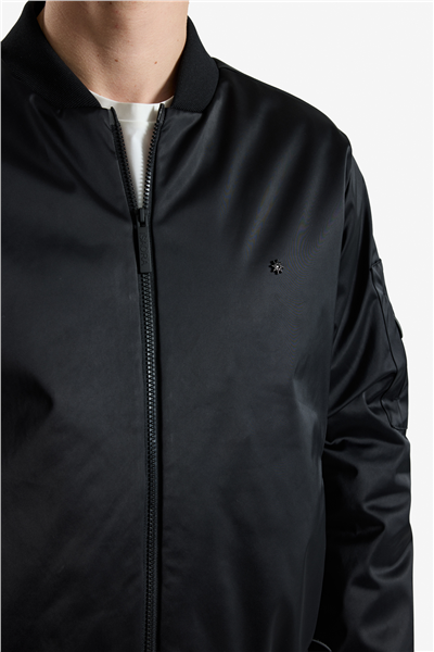 Isaora Satin Bomber Erkek Bomber Mont Siyah