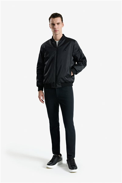 Isaora Satin Bomber Erkek Bomber Mont Siyah