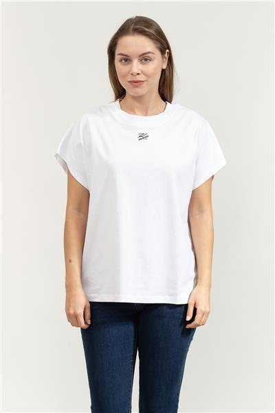 Karl Lagerfeld Autograph Relaxed Kadın Bisiklet Yaka T-Shirt