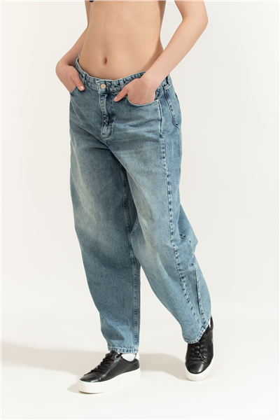 Karl Lagerfeld Barrel Denim Pants Kadın Jean Pantolon Mavi