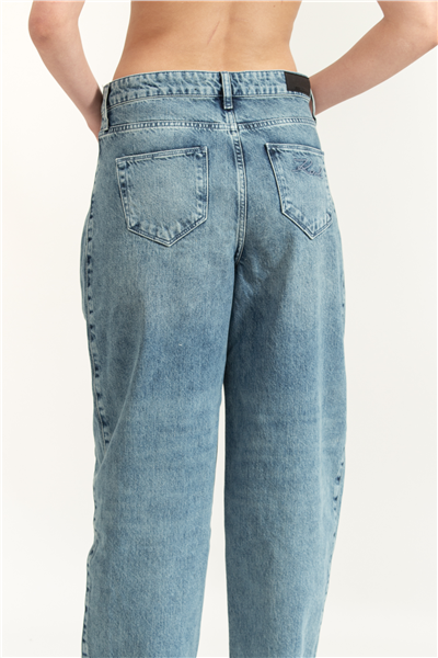 Karl Lagerfeld Barrel Denim Pants Kadın Jean Pantolon Mavi