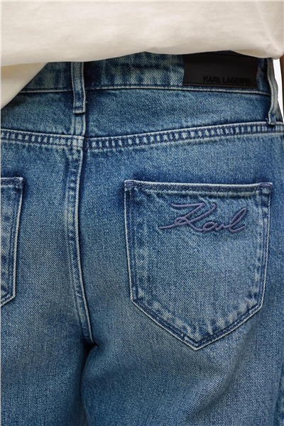 Karl Lagerfeld Barrel Denim Pants Kadın Jean Pantolon Mavi