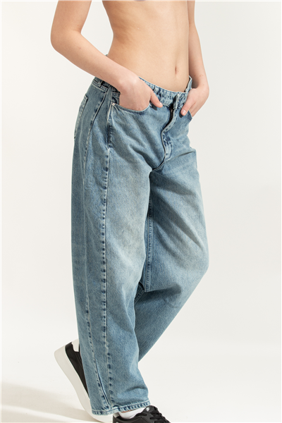 Karl Lagerfeld Barrel Denim Pants Kadın Jean Pantolon Mavi