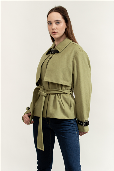 Karl Lagerfeld Belt Detail Short Soft Coat Kadın Mont
