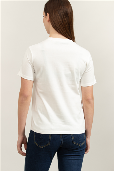 Karl Lagerfeld Boucle Knit Pocket Kadın Bisiklet Yaka T-Shirt