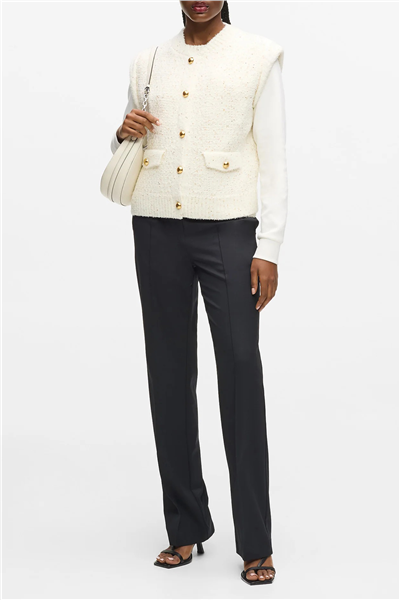 Karl Lagerfeld Boucle Knit Vest Kadın Hırka Krem