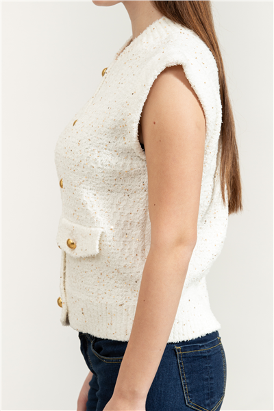 Karl Lagerfeld Boucle Knit Vest Kadın Hırka