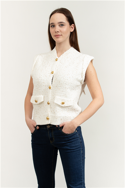 Karl Lagerfeld Boucle Knit Vest Kadın Hırka