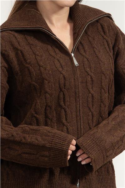 Karl Lagerfeld Cable Knit Kadın Fermuarlı Sweatshirt