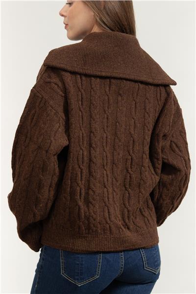 Karl Lagerfeld Cable Knit Kadın Fermuarlı Sweatshirt