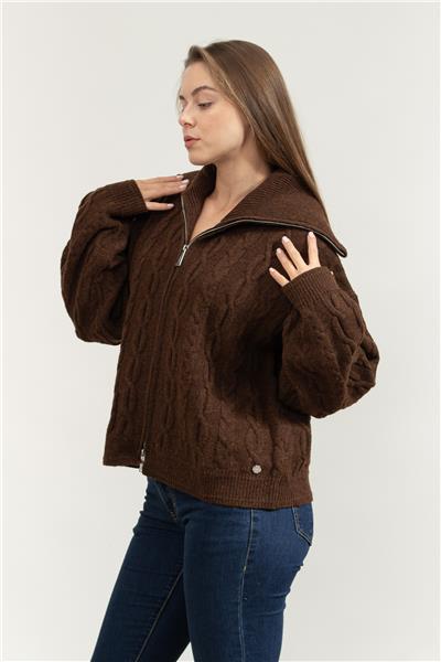 Karl Lagerfeld Cable Knit Kadın Fermuarlı Sweatshirt