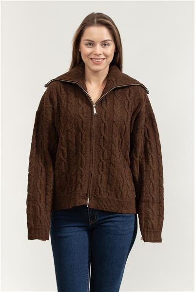 Karl Lagerfeld Cable Knit Kadın Fermuarlı Sweatshirt