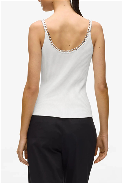 Karl Lagerfeld Chain Detail Knit Top Kadın Triko Beyaz