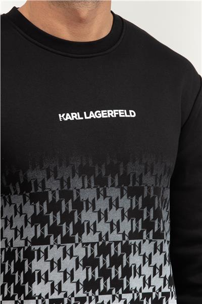 Karl Lagerfeld Check Degrade Erkek Bisiklet Yaka Sweatshirt