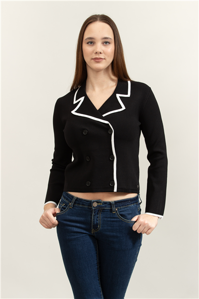 Karl Lagerfeld Contrast Knit Cardigan Kadın Hırka