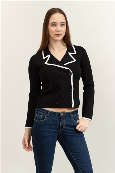 Karl Lagerfeld Contrast Knit Cardigan Kadın Hırka
