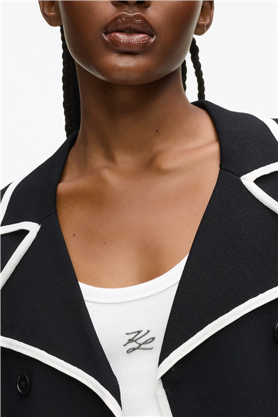 Karl Lagerfeld Contrast Knit Cardigan Kadın Hırka Siyah