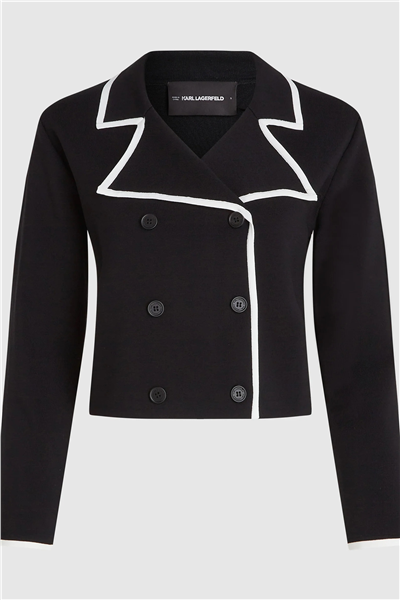 Karl Lagerfeld Contrast Knit Cardigan Kadın Hırka Siyah