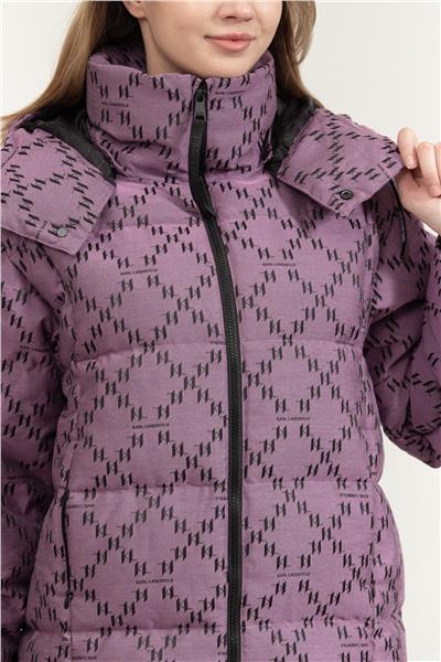 Karl Lagerfeld Diamond Jacquard Down Kadın Mont