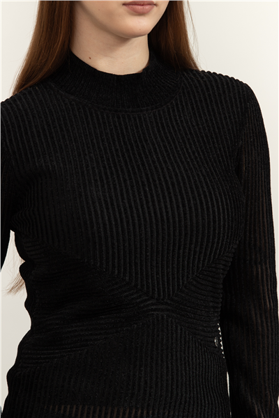 Karl Lagerfeld Elegant Flock Mock Neck Kadın Triko