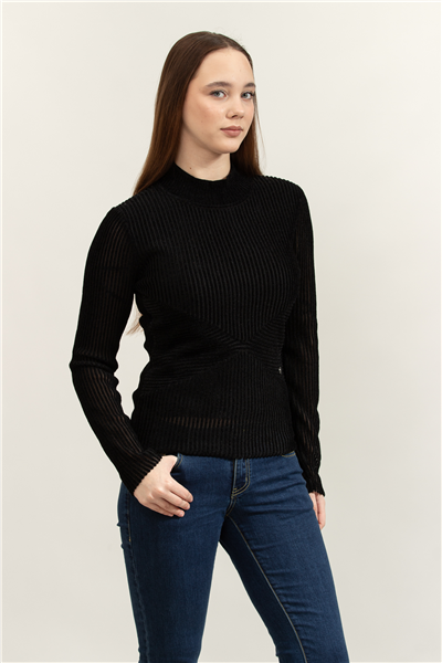 Karl Lagerfeld Elegant Flock Mock Neck Kadın Triko