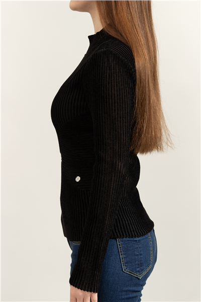 Karl Lagerfeld Elegant Flock Mock Neck Kadın Triko