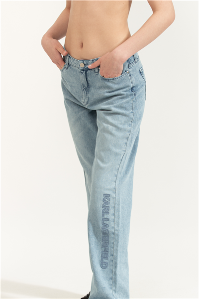 Karl Lagerfeld Embroidery Detail Denim Pants Kadın Jean Pantolon Mavi