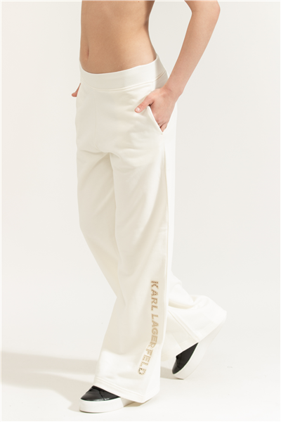 Karl Lagerfeld Embroidery Detail Sweatpants Kadın Eşofman Altı Krem