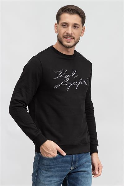 Karl Lagerfeld Erkek Bisiklet Yaka Sweatshirt Siyah