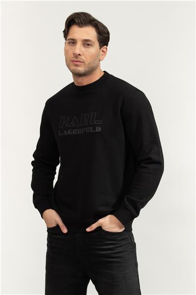 Karl Lagerfeld Erkek Bisiklet Yaka Sweatshirt Siyah