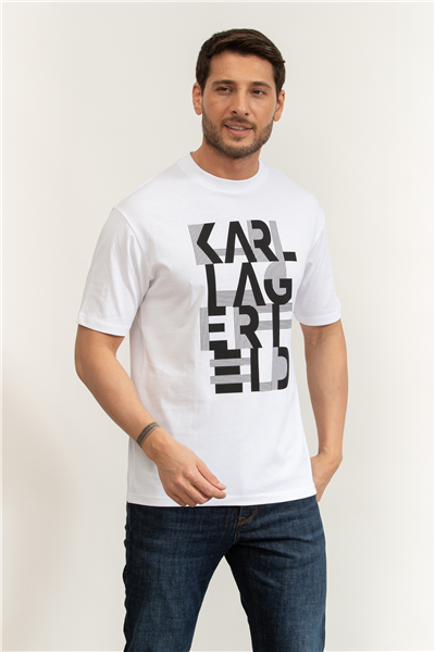 Karl Lagerfeld Erkek Bisiklet Yaka T-Shirt Beyaz