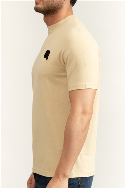 Karl Lagerfeld Erkek Bisiklet Yaka T-Shirt Bej