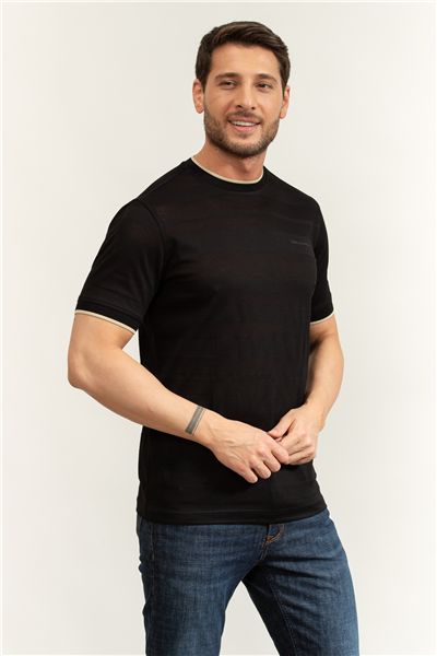 Karl Lagerfeld Erkek Bisiklet Yaka T-Shirt Siyah