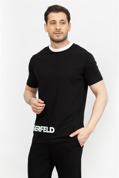 Karl Lagerfeld Erkek Bisiklet Yaka T-Shirt Siyah