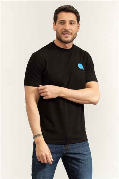 Karl Lagerfeld Erkek Bisiklet Yaka T-Shirt Siyah