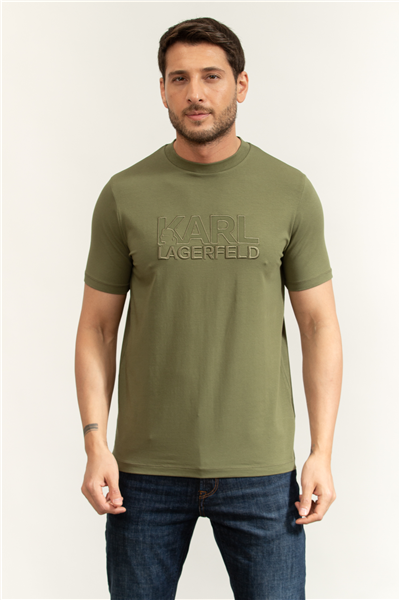 Karl Lagerfeld Erkek Bisiklet Yaka T-Shirt Yeşil