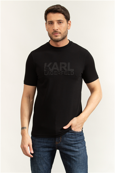 Karl Lagerfeld Erkek Bisiklet Yaka T-Shirt Siyah