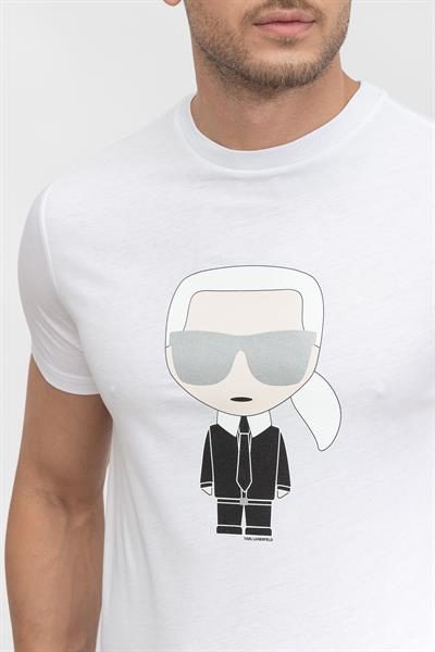 Karl Lagerfeld Erkek Bisiklet Yaka T-Shirt Beyaz