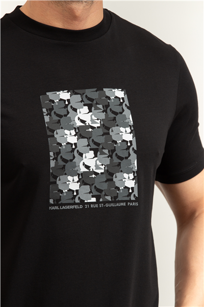 Karl Lagerfeld Erkek Bisiklet Yaka T-Shirt Siyah