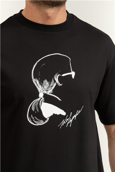 Karl Lagerfeld Erkek Bisiklet Yaka T-Shirt Siyah