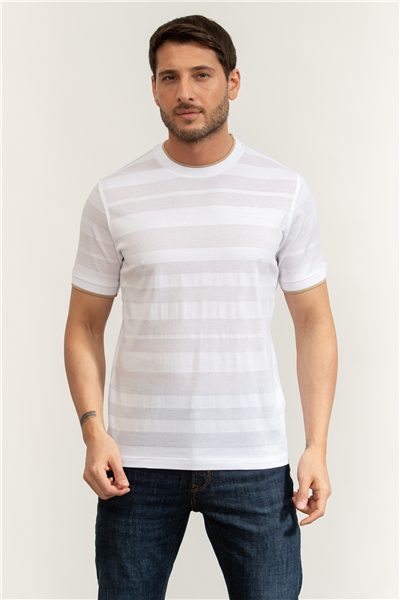 Karl Lagerfeld Erkek Bisiklet Yaka T-Shirt Beyaz
