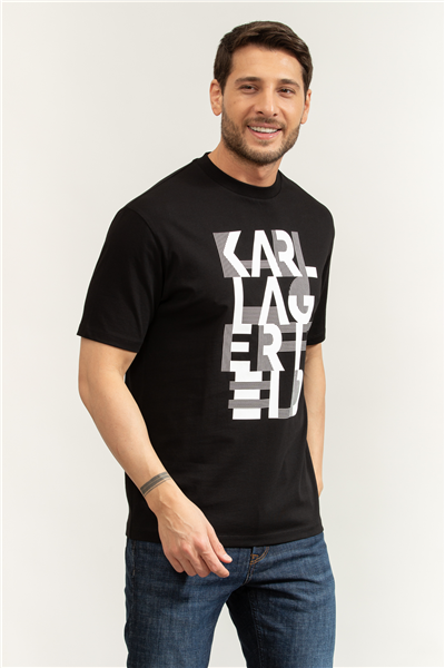 Karl Lagerfeld Erkek Bisiklet Yaka T-Shirt Siyah