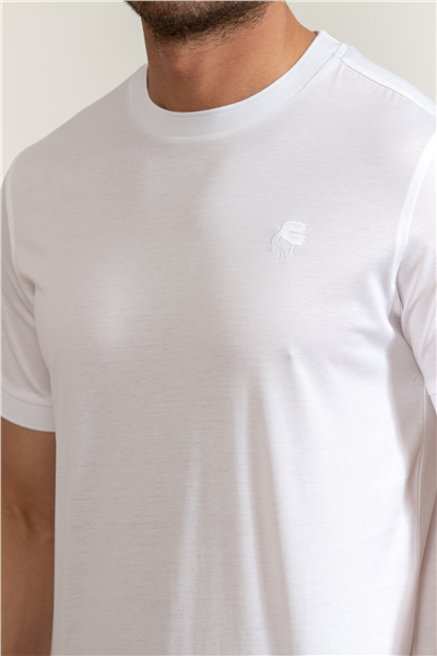 Karl Lagerfeld Erkek Bisiklet Yaka T-Shirt Beyaz