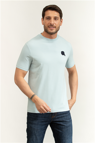 Karl Lagerfeld Erkek Bisiklet Yaka T-Shirt Açık Mavi