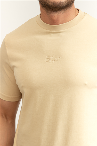 Karl Lagerfeld Erkek Bisiklet Yaka T-Shirt Bej