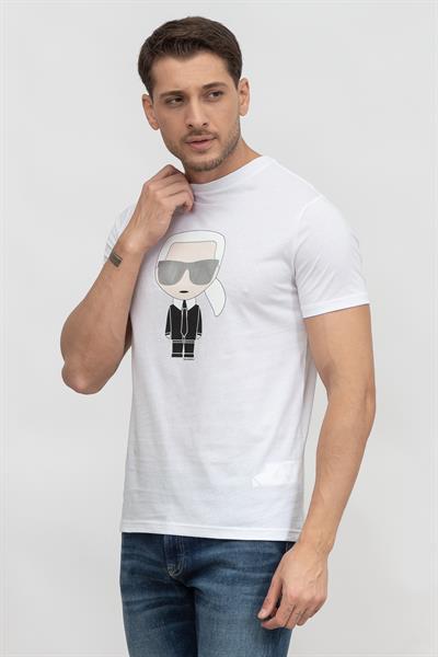 Karl Lagerfeld Erkek Bisiklet Yaka T-Shirt Beyaz