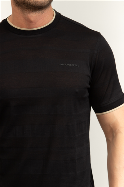 Karl Lagerfeld Erkek Bisiklet Yaka T-Shirt Siyah