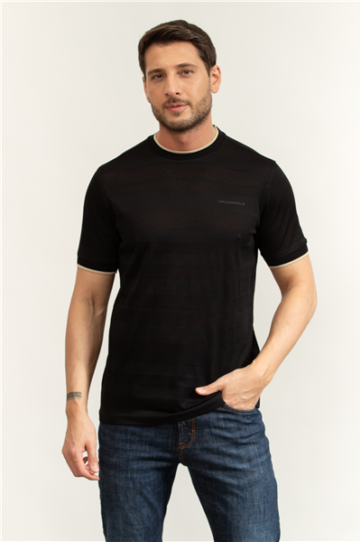 Karl Lagerfeld Erkek Bisiklet Yaka T-Shirt Siyah