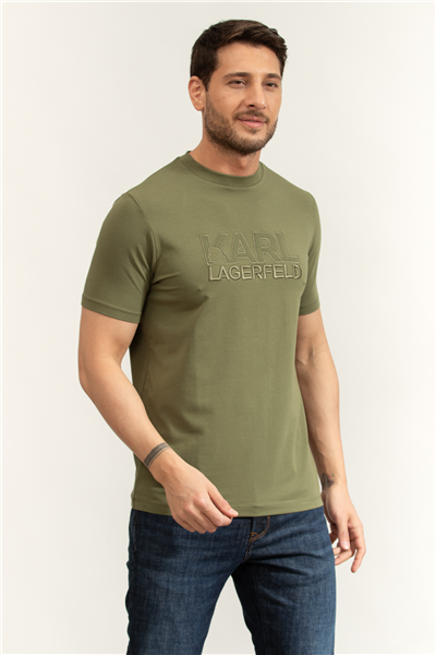 Karl Lagerfeld Erkek Bisiklet Yaka T-Shirt Yeşil